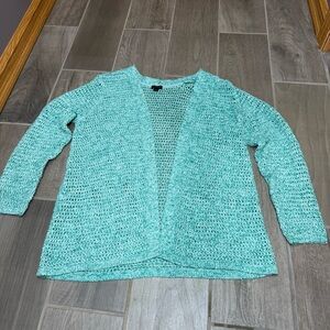 J. Jill Women's Open Knit Sweater Size Large Aqua Mint Green Layering